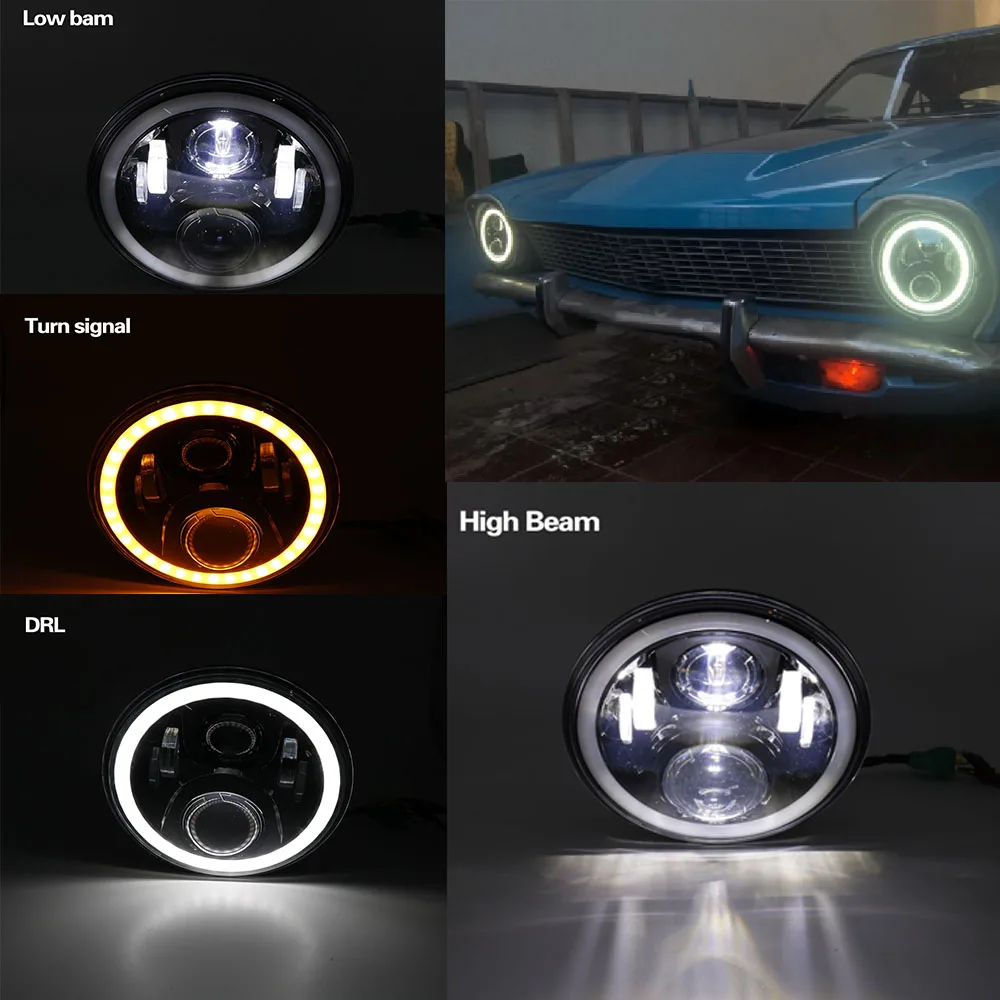 For Jeep Wrangler Jk Tj Super Bright 50W 7 Inch Round LED Headlight White Amber Turn Signal Halo Ring For Lada 4x4 urban Niva (47)