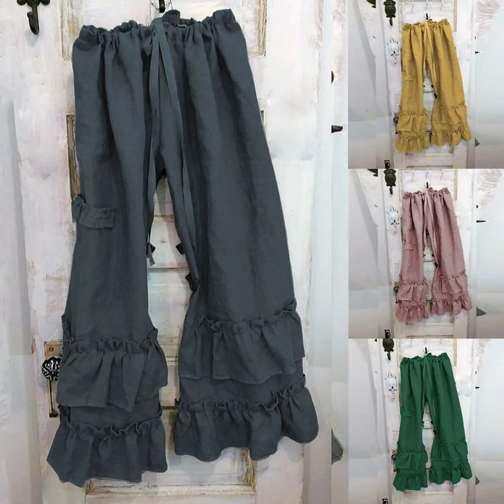 DOUDOULU Women Plus Size Solid Cotton Linen Folds casual wide leg long pants trousers Ruffled Loose Pocket Pants #WS 
DOUDOULU Women Plus Size Solid Cotton Linen Folds casual wide leg long pants trousers Ruffled Loose Pocket Pants #WS