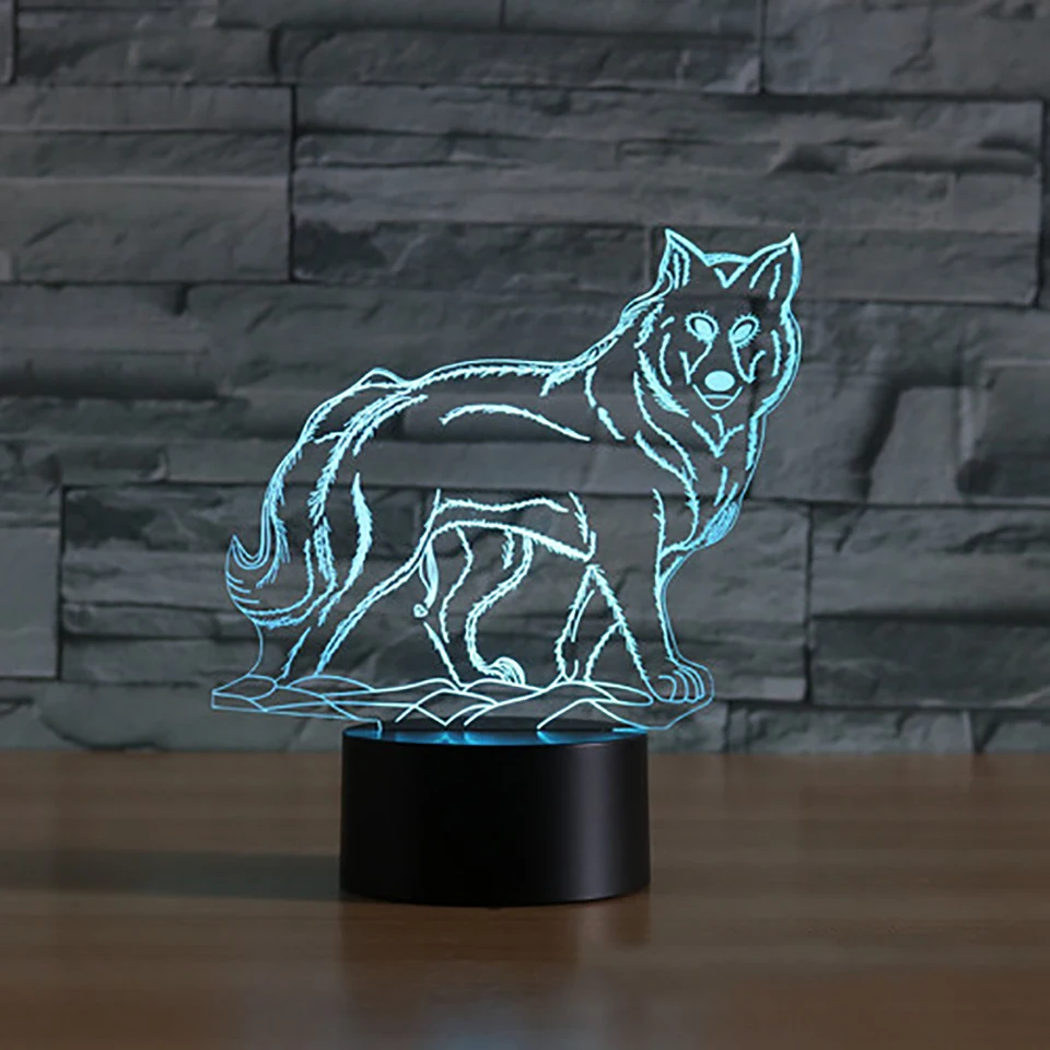 Bedroom Atmospheres USB Wolf Shape 3D LED Children Table Lamp 7 Colorful Animal Light Fixture Baby Sleep Night Light Decor Gifts
Bedroom Atmospheres USB Wolf Shape 3D LED Children Table Lamp 7 Colorful Animal Light Fixture Baby Sleep Night Light Decor Gifts