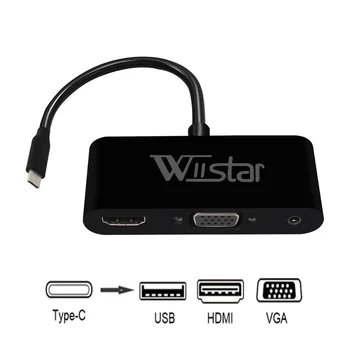 Wiistar USB C HDMI VGA Adapter Type C to HDMI VGA USB3.0 Audio Converter 4Kx2K for Laptop Macbook
Wiistar USB C HDMI VGA Adapter Type C to HDMI VGA USB3.0 Audio Converter 4Kx2K for Laptop Macbook