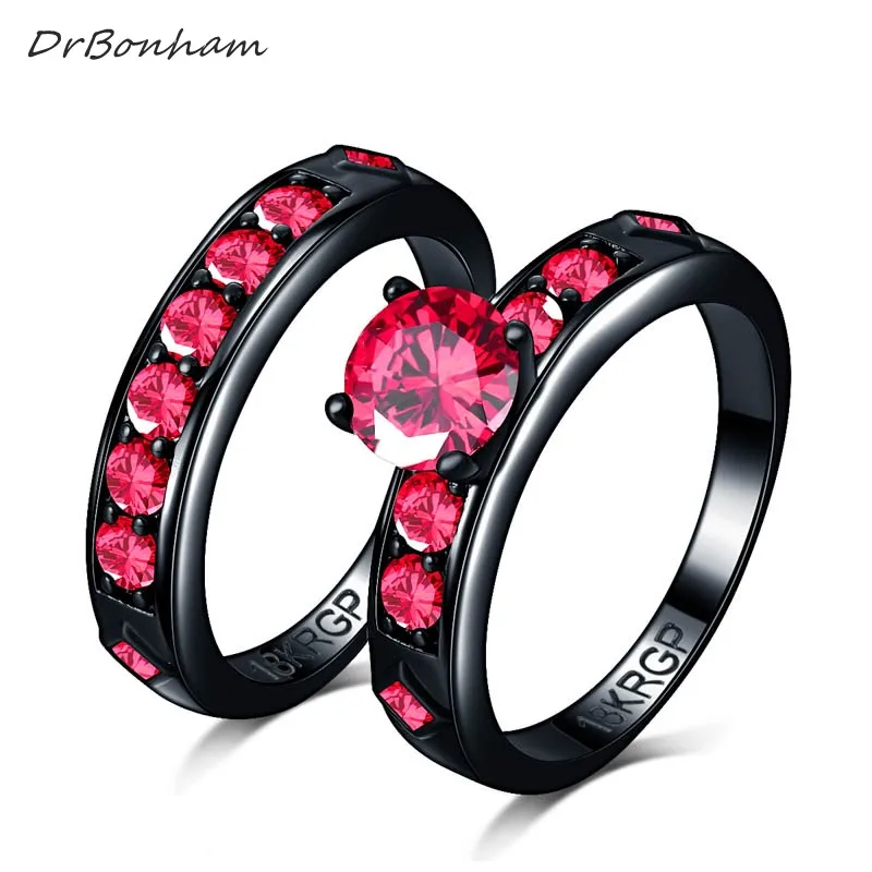 DrBonham Shiny Red Ring Red Garnet Women Charming wedding Jewelry Black Gold Filled couple Ring set Bijoux Femme male DR1747
DrBonham Shiny Red Ring Red Garnet Women Charming wedding Jewelry Black Gold Filled couple Ring set Bijoux Femme male DR1747