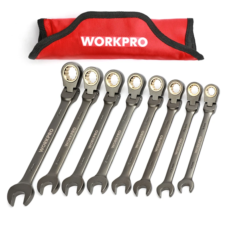 WORKPRO 8PC Wrench Set Flex-head Ratcheting Combination Wrenches Metric/SAE Ratchet Spanners Set Car Repair Tools
WORKPRO 8PC Wrench Set Flex-head Ratcheting Combination Wrenches Metric/SAE Ratchet Spanners Set Car Repair Tools