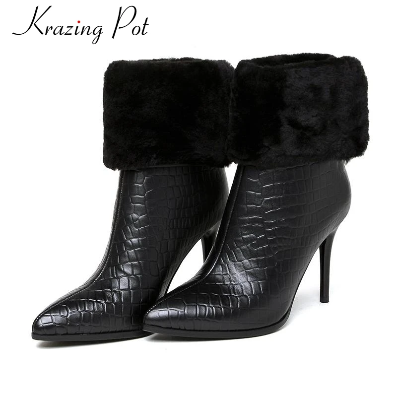 2018 fashion brand winter shoes black pointed toe women mid-calf boots genuine leather warm office lady high heel causal boots L
2018 fashion brand winter shoes black pointed toe women mid-calf boots genuine leather warm office lady high heel causal boots L
