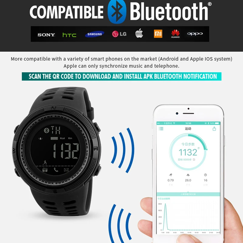 

SKmei Smart Watch Men Chrono Calories Pedometer Multi-Functions Sports Watches Reminder Digital Wristwatches relogio masculino