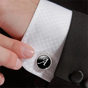 SHUANGR 1 Pair Business White on Black Letters Men Suits Shirt Cuff Links Glass Cabochon Wedding Cuff Accessories
SHUANGR 1 Pair Business White on Black Letters Men Suits Shirt Cuff Links Glass Cabochon Wedding Cuff Accessories