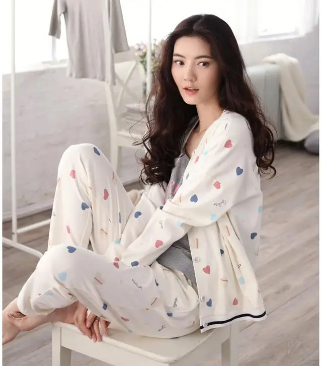 Sallei spring 100% women's cotton sleepwear sexy long-sleeve lounge sweet 100% cotton cardigan set
Sallei spring 100% women's cotton sleepwear sexy long-sleeve lounge sweet 100% cotton cardigan set