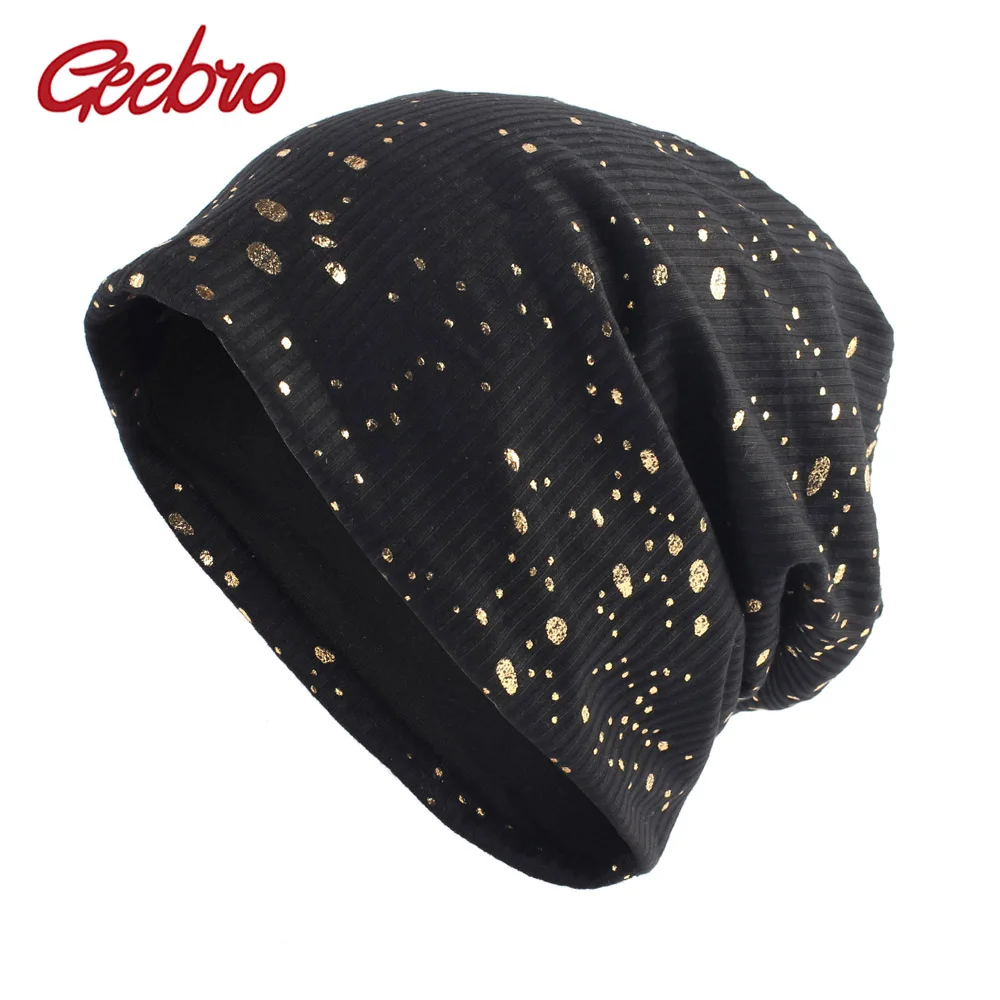 Geebro Women's Splatter Paint Beanie Hat Autumn Metallic Color Ribbed Cotton Slouchy Beanies for Femme Black Bronzing Skullies
Geebro Women's Splatter Paint Beanie Hat Autumn Metallic Color Ribbed Cotton Slouchy Beanies for Femme Black Bronzing Skullies