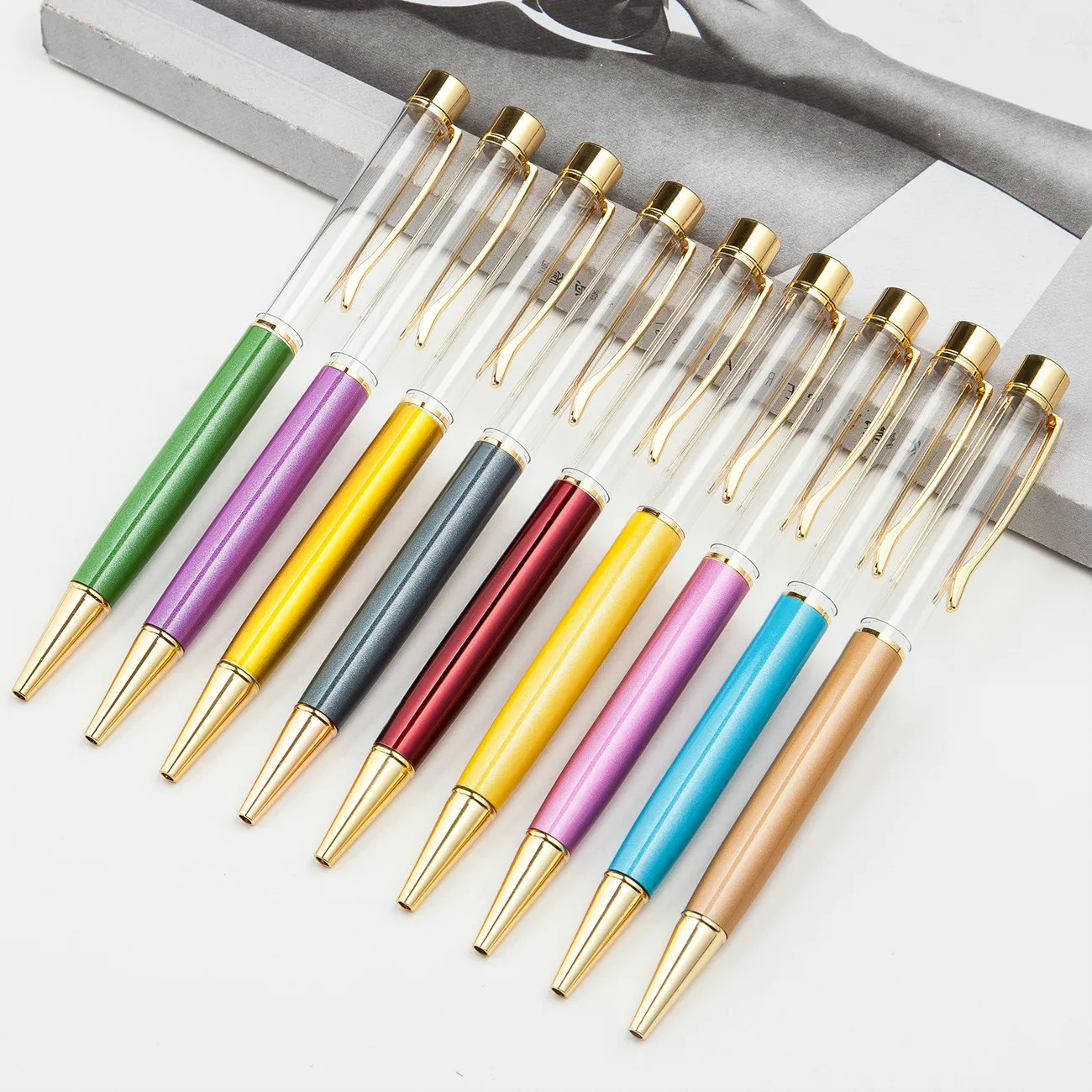 10pcs/set Creatively 1.0mm Empty Tube Floaty Pen metal copper high-grade gold Ballpoint Pen With no Gold Foil Oil Ball Pens
10pcs/set Creatively 1.0mm Empty Tube Floaty Pen metal copper high-grade gold Ballpoint Pen With no Gold Foil Oil Ball Pens
