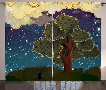 Nature Curtains Funk Art Stylized Vibrant Starry Night Sky Puffy Clouds Tree Illustration Print Living Room Bedroom Window Drape 
Nature Curtains Funk Art Stylized Vibrant Starry Night Sky Puffy Clouds Tree Illustration Print Living Room Bedroom Window Drape