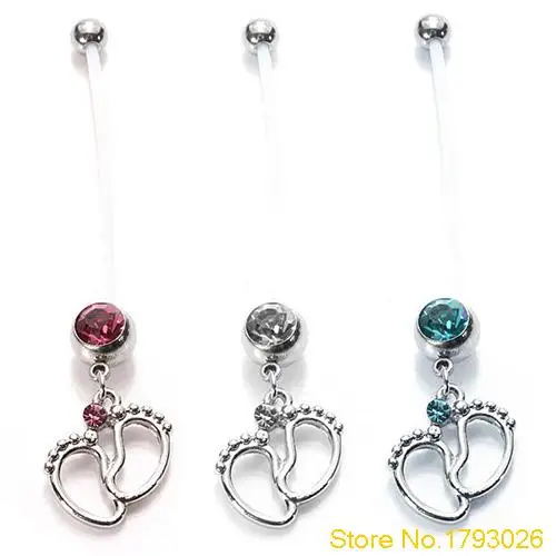 Flexible Navel Piercing Pregnancy Maternity Bar Ring Body Belly Piercing Baby Feet cool design 4U39
Flexible Navel Piercing Pregnancy Maternity Bar Ring Body Belly Piercing Baby Feet cool design 4U39