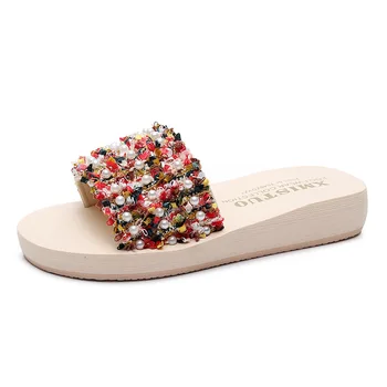 3cm Heel Colored Pearl Women Slippers Flat Bottom Flip Flops Seaside Holiday Beach Shoes Outside Non-Slip Slides Big Size 8 9 1
3cm Heel Colored Pearl Women Slippers Flat Bottom Flip Flops Seaside Holiday Beach Shoes Outside Non-Slip Slides Big Size 8 9 1