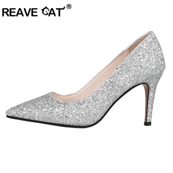 REAVE CAT Pointed toe Wedding shoes Women pumps Spring summer Sequined cloth Fashion Sexy Party shoes Silver Red Lady pump A1556
REAVE CAT Pointed toe Wedding shoes Women pumps Spring summer Sequined cloth Fashion Sexy Party shoes Silver Red Lady pump A1556