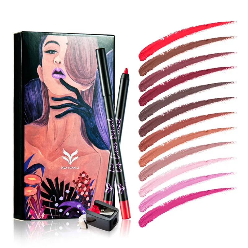HUAMIANLI 12pcsLot Lipstick Pen Color Beauty Red Lips Baton Matte Lip Stick Waterproof Makeup Pigment Brown Nude Matte Lipstickz4