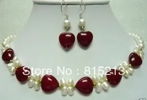 ddh0243 Nobby white cultured pearl & red ruby necklace earring 
ddh0243 Nobby white cultured pearl & red ruby necklace earring