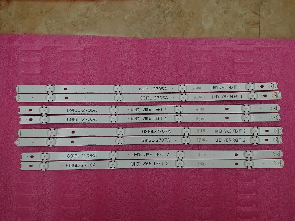 8 PCS/set LED backlight strip for 49inch TV LG 49UH603V 49UH620V LC490DGE 6916L-2705A 6916L-2706A 6916L-2707A 6916L-2708A
8 PCS/set LED backlight strip for 49inch TV LG 49UH603V 49UH620V LC490DGE 6916L-2705A 6916L-2706A 6916L-2707A 6916L-2708A