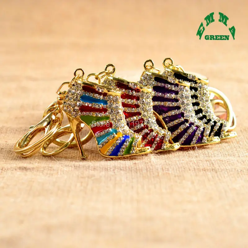 Hot Popular Various Colors Rhinestone High Heel Shoe Metal Keychain Car Keyring Purse Messenger Bag Backpack Key Chain Pendant | Украшения