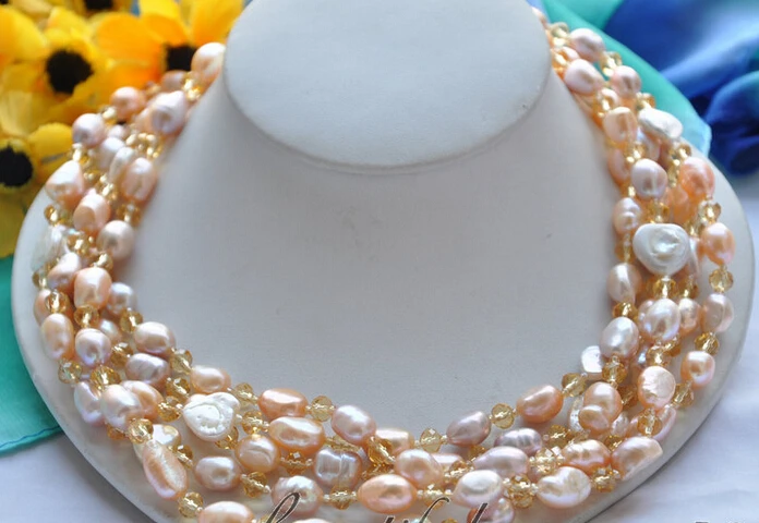 Miss charm Jew.605 5row 10mm pink white purple baroque freshwater pearl crystal necklace
Miss charm Jew.605 5row 10mm pink white purple baroque freshwater pearl crystal necklace