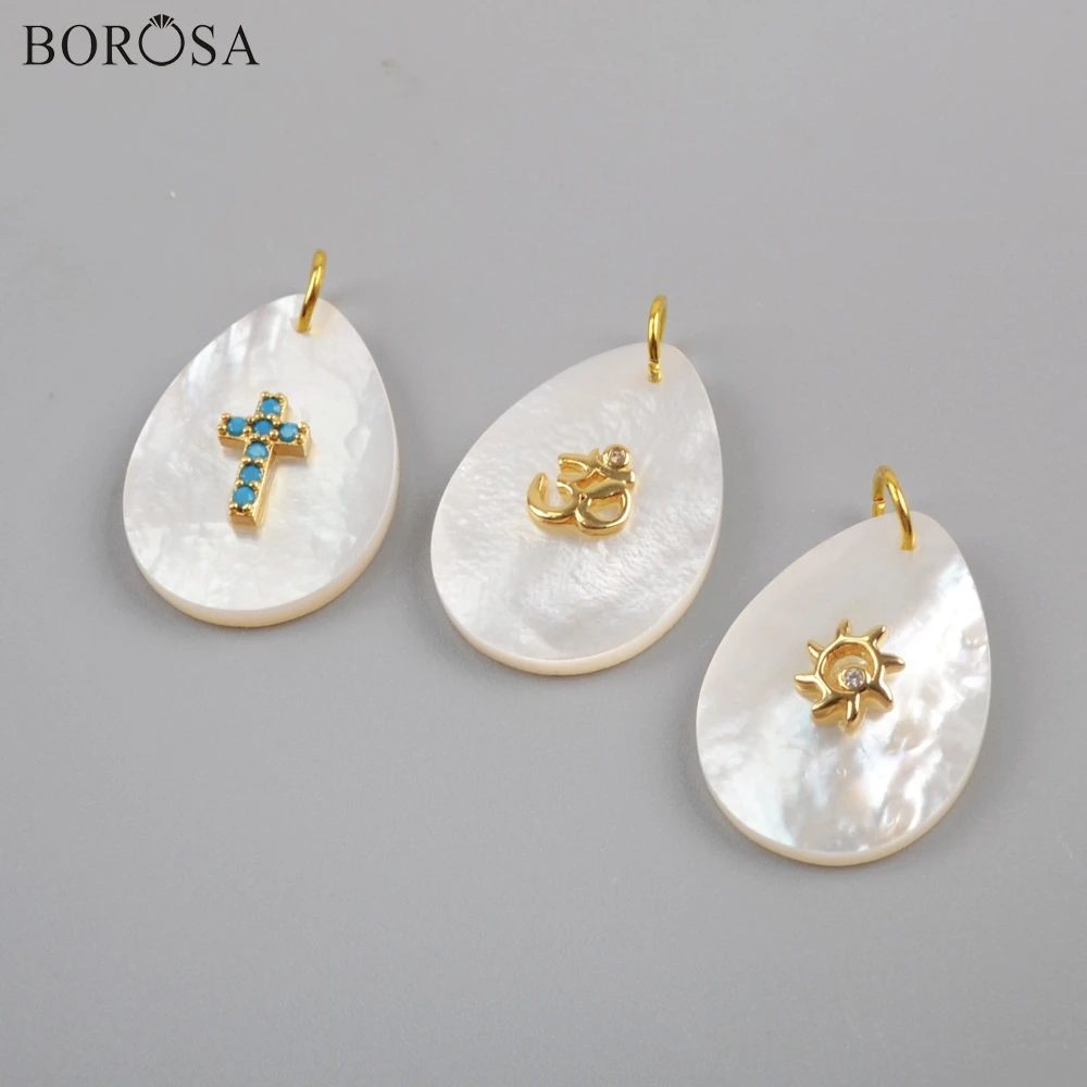 BOROSA Shell Jewelry 10PCS Teardrop High Quality Natural White Shell Slice With Multi-shape Rainbow Zircon Charm Pendant G1803
BOROSA Shell Jewelry 10PCS Teardrop High Quality Natural White Shell Slice With Multi-shape Rainbow Zircon Charm Pendant G1803