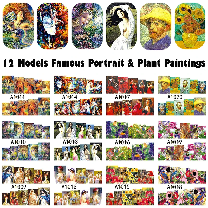 12 Sheets Beautiful Famous Portrait Plant Picasso Paintings Nail Art Water Transfer Stickers Decorations Tips A1009-20#
12 Sheets Beautiful Famous Portrait Plant Picasso Paintings Nail Art Water Transfer Stickers Decorations Tips A1009-20#