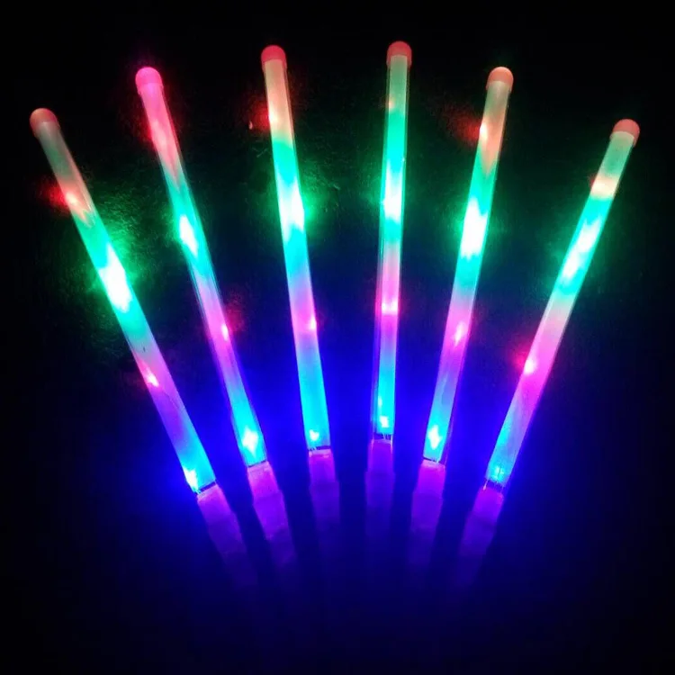 

Multi Colorful 48cm Red Green Blue Light-Up Flashing LED Night Light Wand Glow Sticks Strap Camp for Party Event Free Shipping