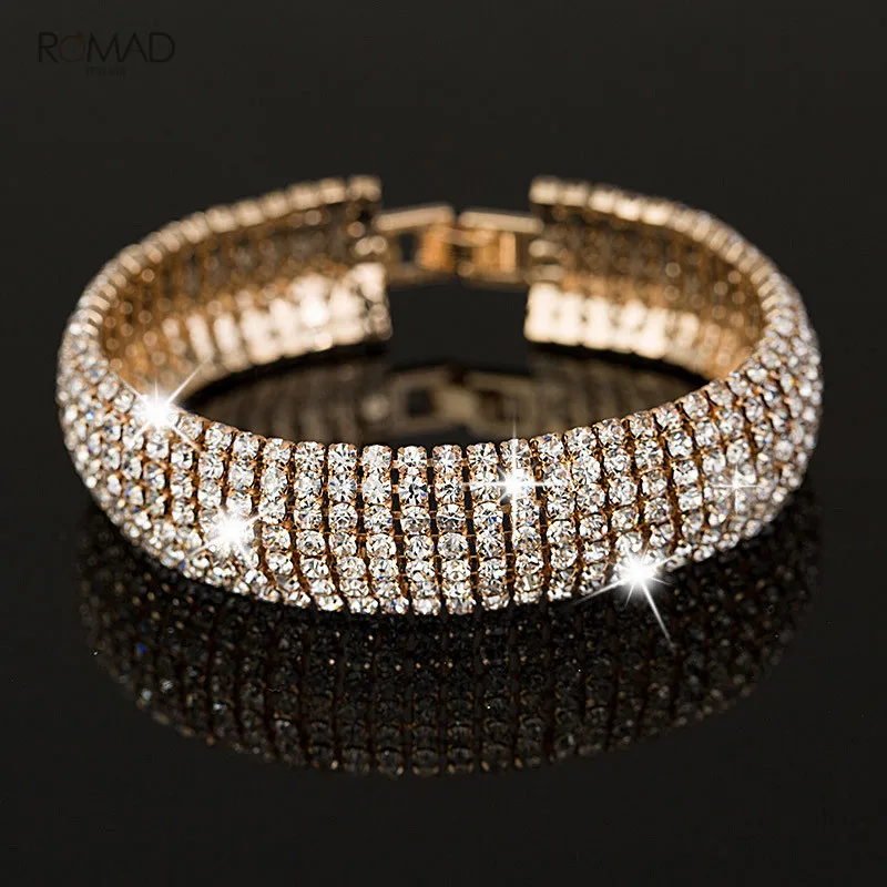 Romad Luxury Crystal Bracelets For Women Gold Silver Plated Rhinestone Charm Bracelets & Bangles Femme Bridal Wedding Jewelry W3
Romad Luxury Crystal Bracelets For Women Gold Silver Plated Rhinestone Charm Bracelets & Bangles Femme Bridal Wedding Jewelry W3