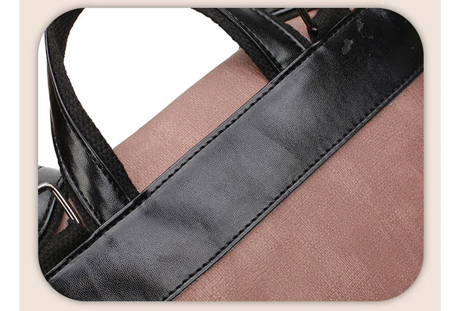 iStylishMall- 2 PCS/SET Vintage Backpack Women PU Leather Backpacks with Shoulder Bag School Bags for Teenagers Black Female mochila