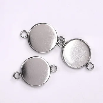 50Pcs/lot 14mm Stainless Steel Connector Setting Cabochon Base Cameo Bezel 1/1 Loop Round DIY Pendant Jewelry Making Components
50Pcs/lot 14mm Stainless Steel Connector Setting Cabochon Base Cameo Bezel 1/1 Loop Round DIY Pendant Jewelry Making Components
