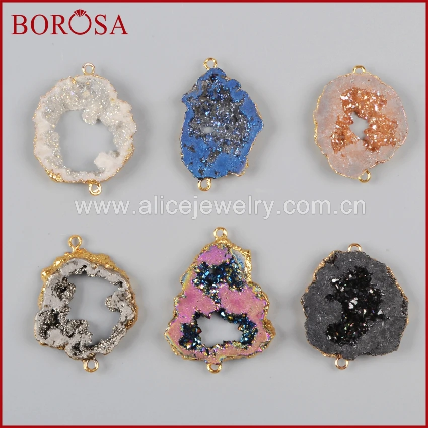 New Arrival Gold Plated Natural Crystal Quartz Titanium Mix Druzy Geode Slice Connector Double Bails G1016
New Arrival Gold Plated Natural Crystal Quartz Titanium Mix Druzy Geode Slice Connector Double Bails G1016