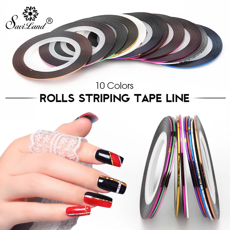 Saviland 10pcs/set Rolls Striping Tapes Colorful Line Nail Stickers DIY Nail Art Manicaure Beauty Decorations UV Gel Nail Polish
Saviland 10pcs/set Rolls Striping Tapes Colorful Line Nail Stickers DIY Nail Art Manicaure Beauty Decorations UV Gel Nail Polish