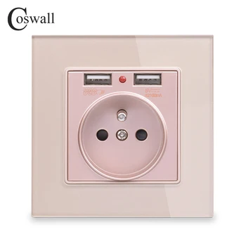 Coswall Crystal Glass Panel Dual USB Charging Port 2.1A 16A French Power Socket Wall Outlet Gold Grey White Black 4 Colors
Coswall Crystal Glass Panel Dual USB Charging Port 2.1A 16A French Power Socket Wall Outlet Gold Grey White Black 4 Colors