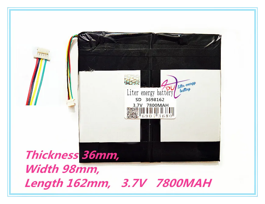 5 нитей батареи планшета 3698162 3,7 V 7800MAH (3649162*2) каждый бренд планшета универсальные перезаряжаемые литиевые батареи
5 нитей батареи планшета 3698162 3,7 V 7800MAH (3649162*2) каждый бренд планшета универсальные перезаряжаемые литиевые батареи