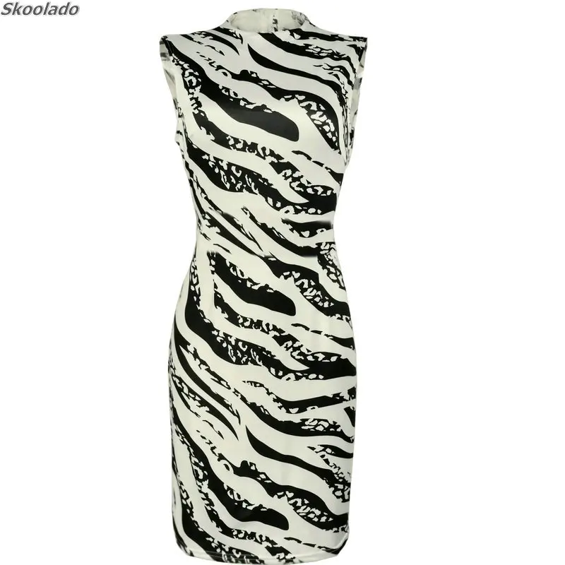 New Summer Round Collar Sleeveless Dress Black White Zebra Striped Poplin Casual Elegant Classy Women Clothes Slim Style Office
New Summer Round Collar Sleeveless Dress Black White Zebra Striped Poplin Casual Elegant Classy Women Clothes Slim Style Office