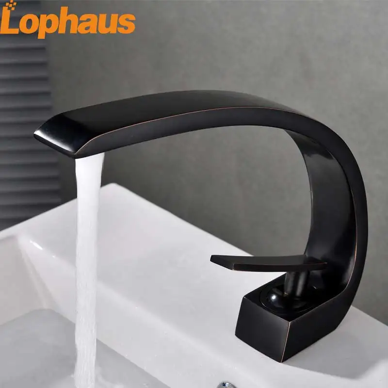 Lophaus Copper Basin Faucet Brushed Plating Durable C Type Hot And Cold Water Tap Black Paint Home Basin Mixed Water Faucet 
Lophaus Copper Basin Faucet Brushed Plating Durable C Type Hot And Cold Water Tap Black Paint Home Basin Mixed Water Faucet