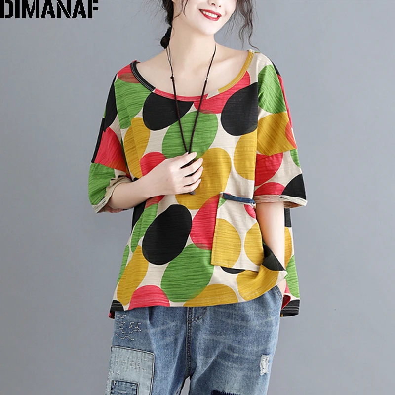 DIMANAF Women Tee Shirt Plus Size Polka Dot Print Cotton Female Lady Basic Tops T-Shirt Casual Summer Clothing Loose tshirt 2018
DIMANAF Women Tee Shirt Plus Size Polka Dot Print Cotton Female Lady Basic Tops T-Shirt Casual Summer Clothing Loose tshirt 2018