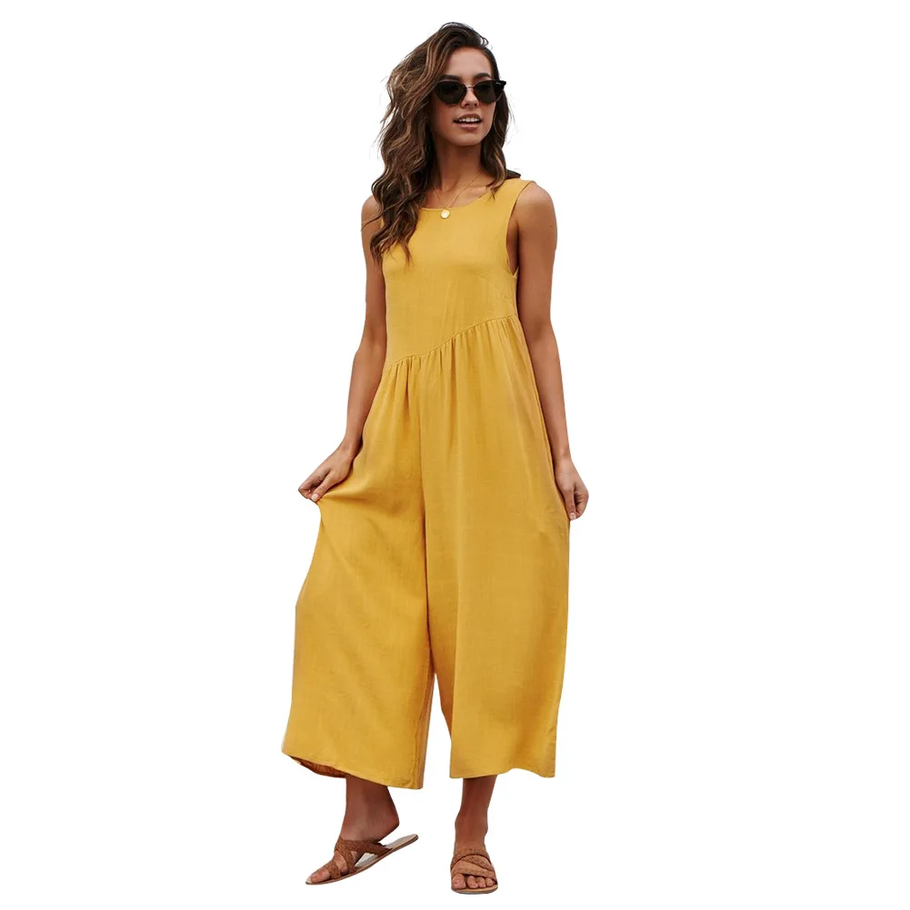 Summer Wide Leg Solid Casual Loose Jumpsuit Sexy Sleeveless Backless Women Jumpsuits Pocket Basic Ladies Jumpsuit Rompers
Summer Wide Leg Solid Casual Loose Jumpsuit Sexy Sleeveless Backless Women Jumpsuits Pocket Basic Ladies Jumpsuit Rompers