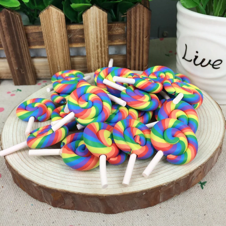 Kawaii Flatback DIY Clay Rainbow Color Lollipop Cabochons Flat Back Scrapbooking Embellishment Decoration For Phone Case:28*40mm
Kawaii Flatback DIY Clay Rainbow Color Lollipop Cabochons Flat Back Scrapbooking Embellishment Decoration For Phone Case:28*40mm