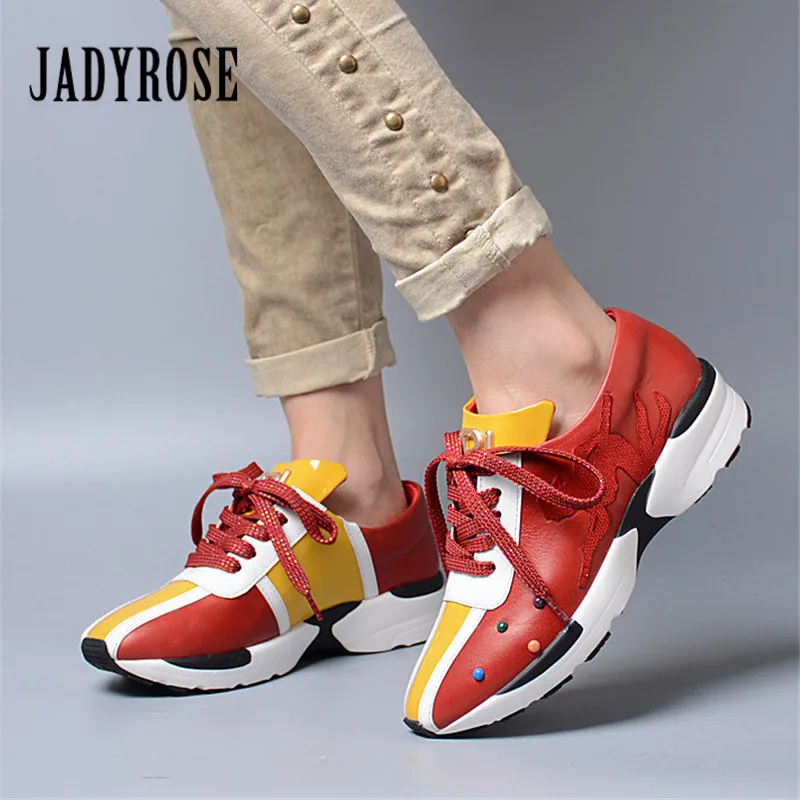 Jady Rose Patchwork Women Lace Up Platform Flat Shoes Tenis Feminino Casual Flats Espadrilles Genuine Leather Female Sneakers
Jady Rose Patchwork Women Lace Up Platform Flat Shoes Tenis Feminino Casual Flats Espadrilles Genuine Leather Female Sneakers