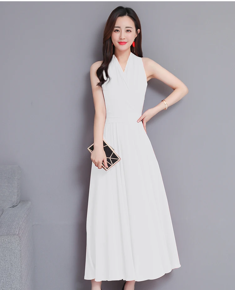 ummer Formal Dress Women Elegant Sleeveless V-neck Plus Size 2019 Women Dresses Evening Party Long Maxi Dress Chiffon Boho Robe3