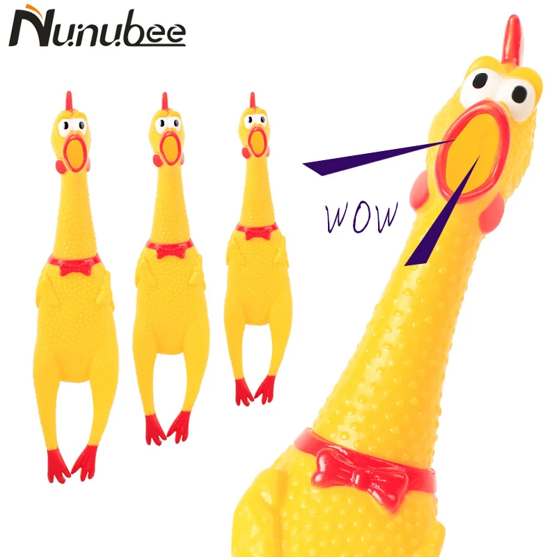 

Nunubee funny Sound Dog Toys Rooster Crows Attract Puppy Dog and Cat Pet Squeak Toys Screaming Chew Rubber Chicken