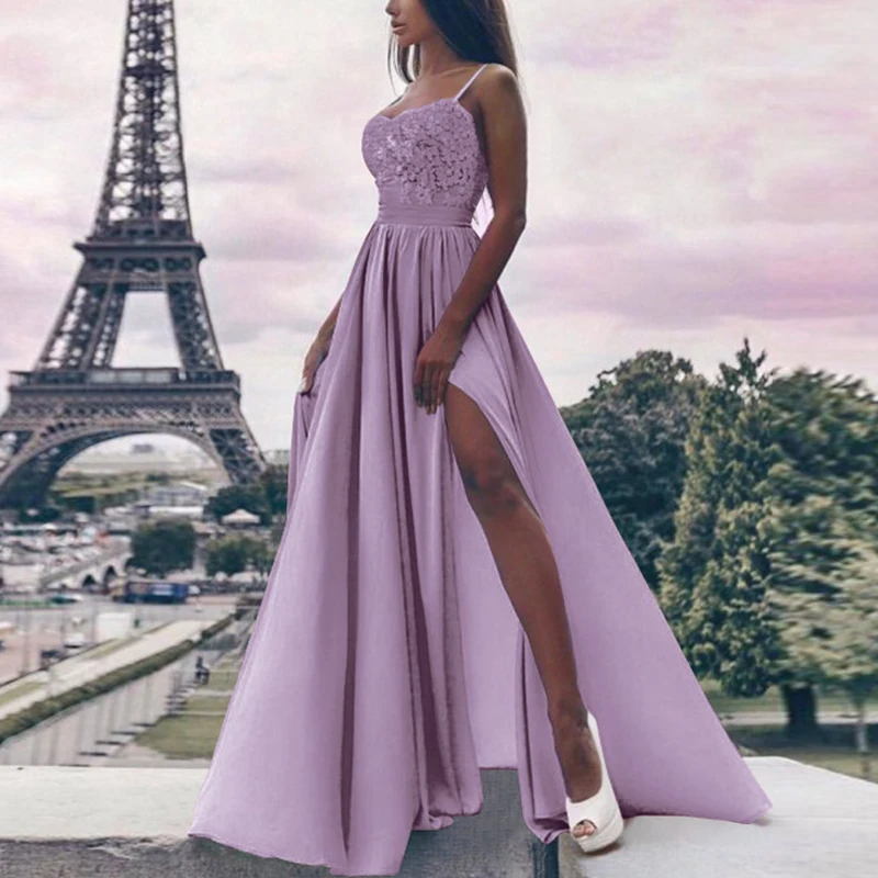 Summer Side Split Women Elegant Dress Sexy Spaghetti Strap Sleeveless Lace Floor-Length Empire Tunic Solid Party Dresses
Summer Side Split Women Elegant Dress Sexy Spaghetti Strap Sleeveless Lace Floor-Length Empire Tunic Solid Party Dresses