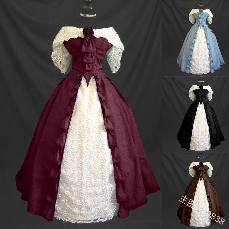 Cosplay Medieval Lace Sexy Palace Princess short Sleeve Dress Adults Vintage evening gown for Women Halloween Costume Lolita
Cosplay Medieval Lace Sexy Palace Princess short Sleeve Dress Adults Vintage evening gown for Women Halloween Costume Lolita