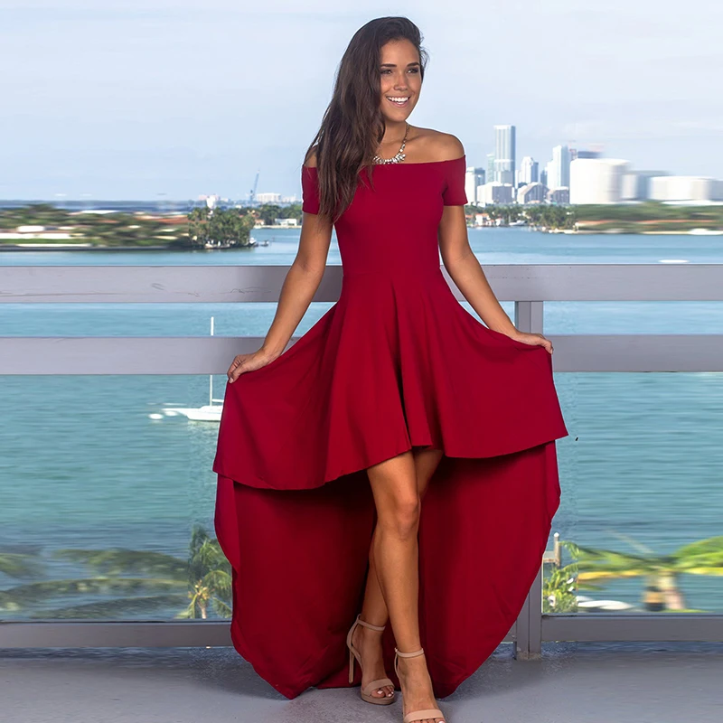 Sexy Off Shoulder Women Dress Fashion Slash Neck A-Line Irregular Evening Party Dresses Red Pink Summer Beach Dress Vestido
Sexy Off Shoulder Women Dress Fashion Slash Neck A-Line Irregular Evening Party Dresses Red Pink Summer Beach Dress Vestido