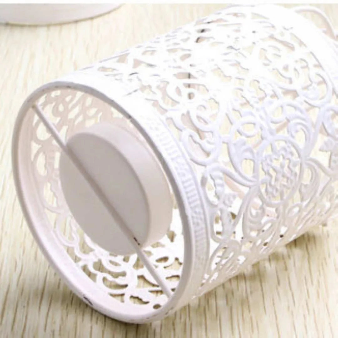 1pc Metal Hollow Candle Holder Tealight Candlestick Hanging Lantern Bird Cage White