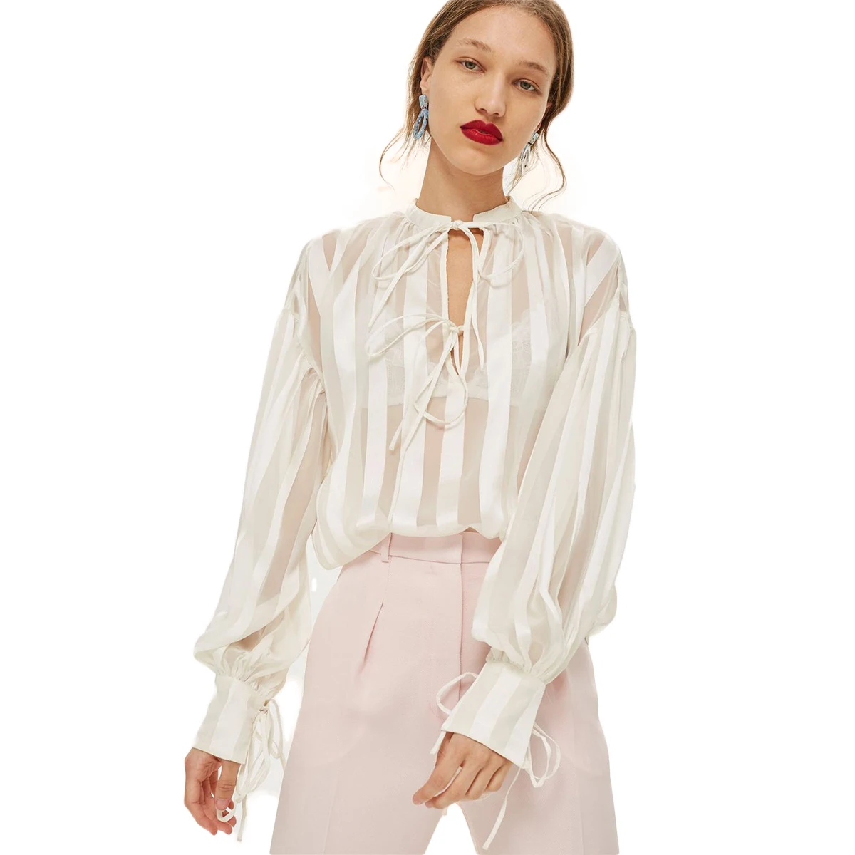 Women Hot Lolita Style Striped Lace up Shirt 2018 Autumn New Arrival Brief Crew Neck Lantern Sleeve Top for Female
Women Hot Lolita Style Striped Lace up Shirt 2018 Autumn New Arrival Brief Crew Neck Lantern Sleeve Top for Female