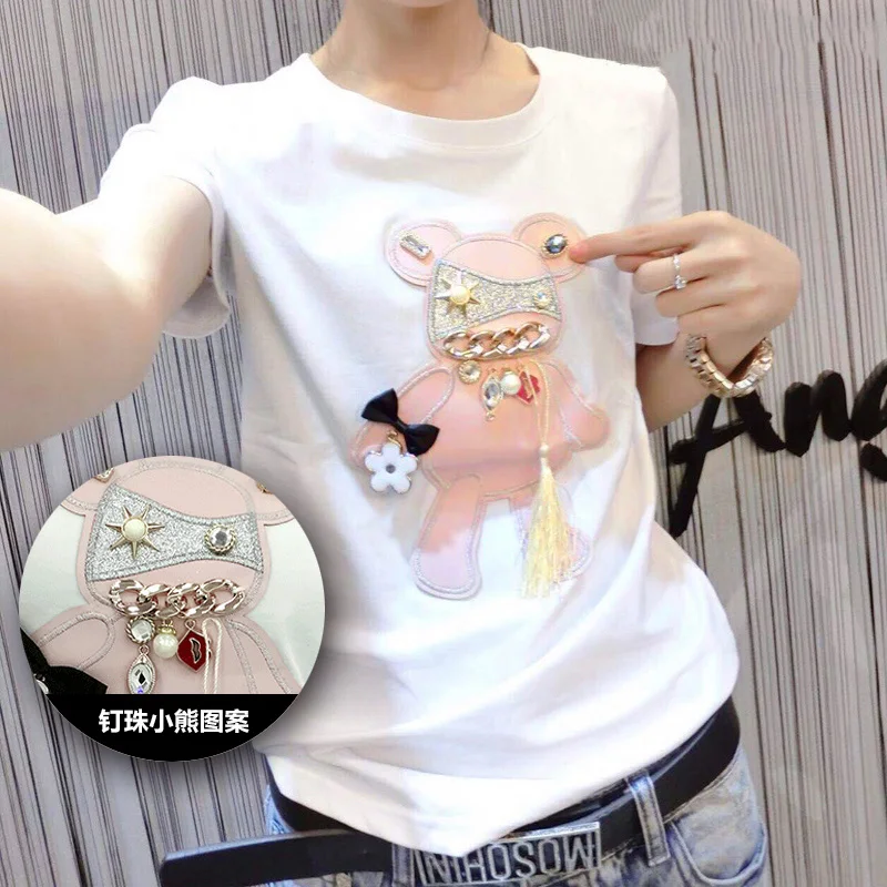 Short Sleeve T-shirt Female Cotton Tops 2017 Spring Students Long Sleeve Basic T Shirt Cartoon Embroidery Bear Slim Women Tshirt
Short Sleeve T-shirt Female Cotton Tops 2017 Spring Students Long Sleeve Basic T Shirt Cartoon Embroidery Bear Slim Women Tshirt
