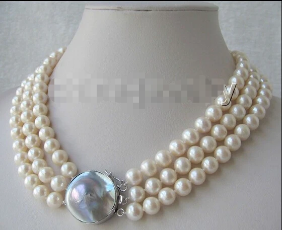 HOT## Wholesale > AAAA19"3row 10mm natural white round freshwater pearl necklace-silver Mabe clasp
HOT## Wholesale > AAAA19"3row 10mm natural white round freshwater pearl necklace-silver Mabe clasp