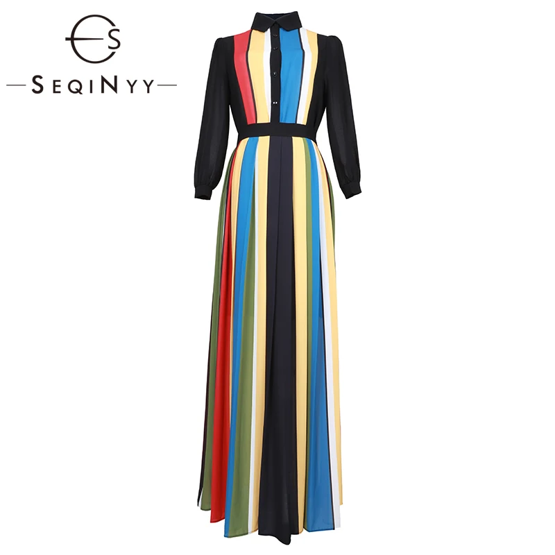 SEQINYY Elegant Set 2019 Summer Spring New Fashion Design 3/4 Sleeve Shirt + Long A-line Skirt Women Colorful Stripes Suit
SEQINYY Elegant Set 2019 Summer Spring New Fashion Design 3/4 Sleeve Shirt + Long A-line Skirt Women Colorful Stripes Suit