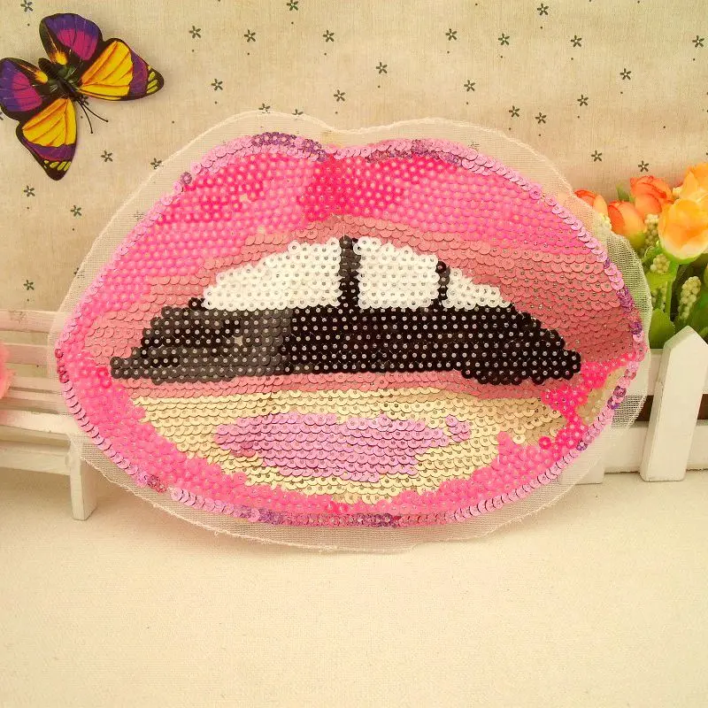Vintage lip sequined applique DIY fashion sew on applique clothes accessories patches
Vintage lip sequined applique DIY fashion sew on applique clothes accessories patches