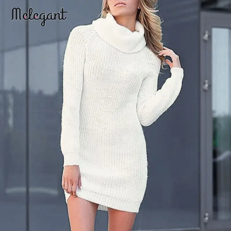 Melegant Casual Winter 2019 Mini Sweater Dress Women Turtle Pullover Knitted Dress Sexy Solid White Knitwear Vestidos
Melegant Casual Winter 2019 Mini Sweater Dress Women Turtle Pullover Knitted Dress Sexy Solid White Knitwear Vestidos