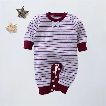 Infants Striped Butterfly-Bow Cute Romper Baby Kids Long-Sleeve Knitted Clothing Newborn Comfortable Pullover Jumpsuit AA60793
Infants Striped Butterfly-Bow Cute Romper Baby Kids Long-Sleeve Knitted Clothing Newborn Comfortable Pullover Jumpsuit AA60793